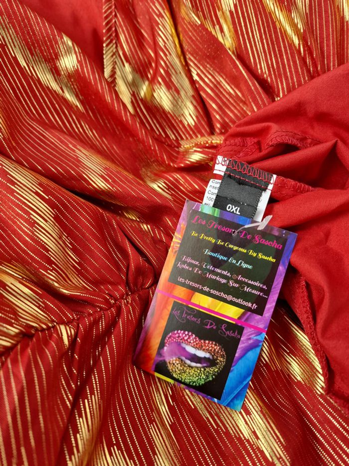 Robe Rouge Dorée Métallique - photo numéro 6