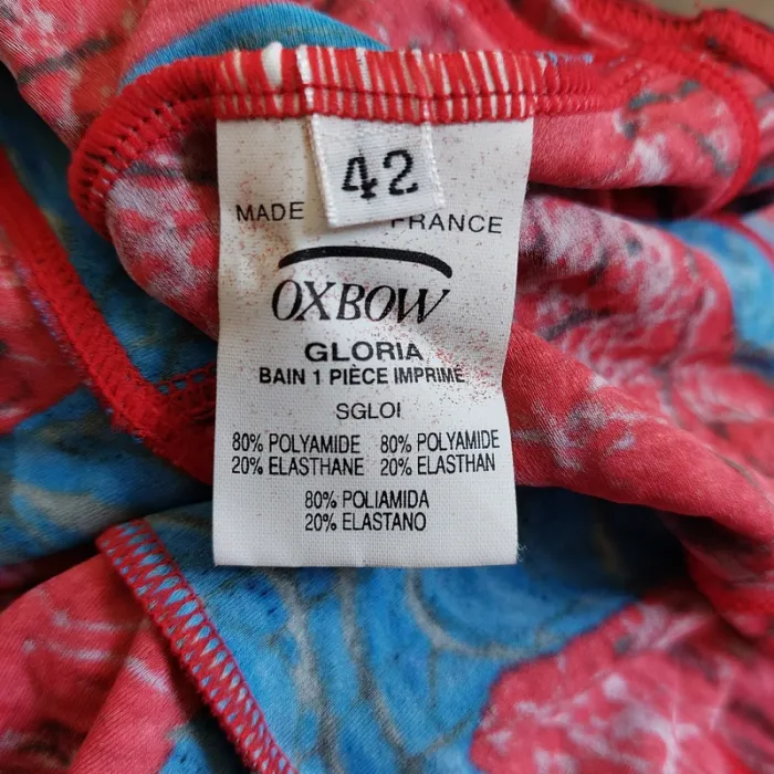 Maillot de bain 1 pièce Oxbow modèle gloria rouge & bleu à motifs taille 42 - photo numéro 3