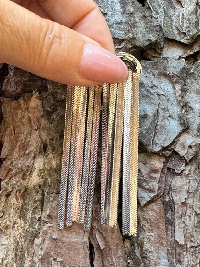Longues boucles d’oreilles chaînes épaisses pont acier inoxydable argent - photo numéro 2