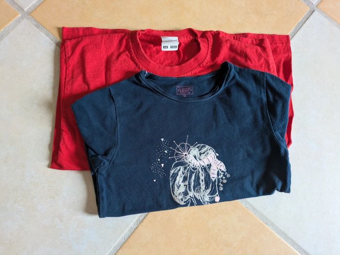 Lot deux tee-shirt manches longues fille 6 ans bon état