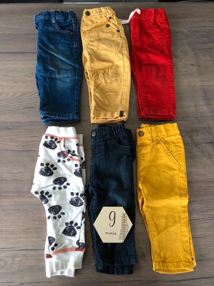 Lot de 6 pantalons taille 9 mois - photo numéro 2
