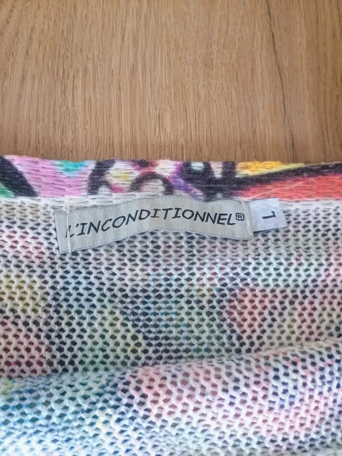 pull large multicolore à motif L - photo numéro 4