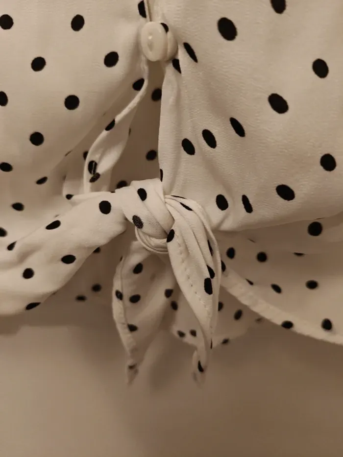 Chemisier sans manche blanc à pois noirs Zara trafaluc T.38 - photo numéro 5