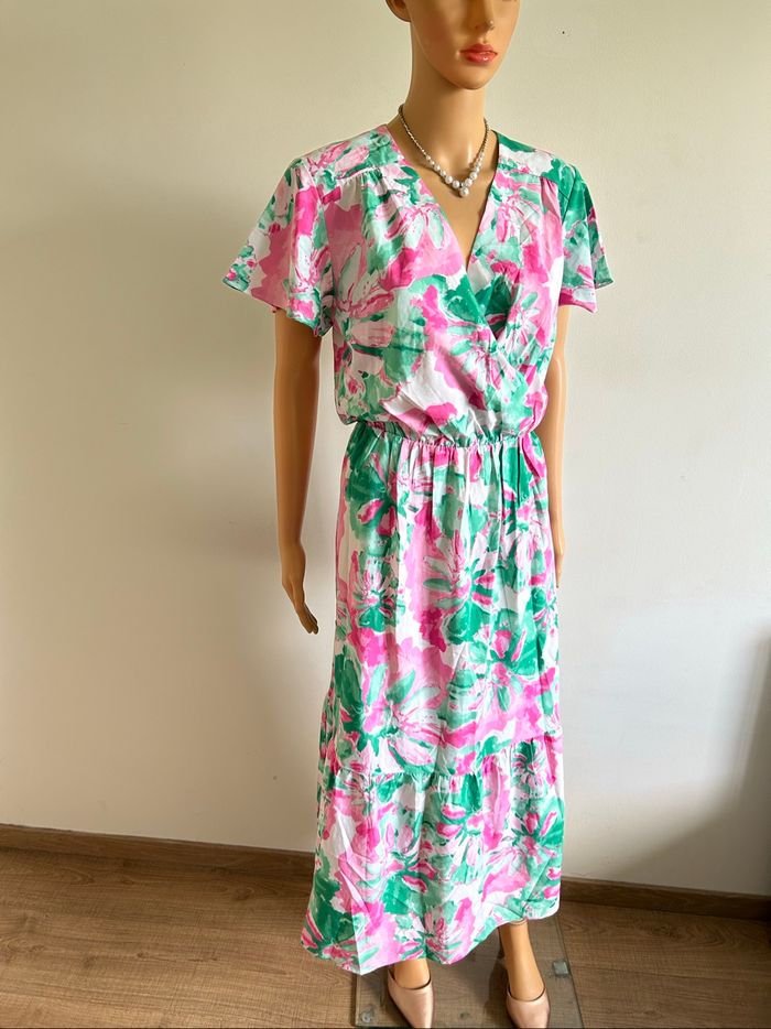 Robe longue imprimée à manches courtes By One taille M/L jamais portée - photo numéro 2