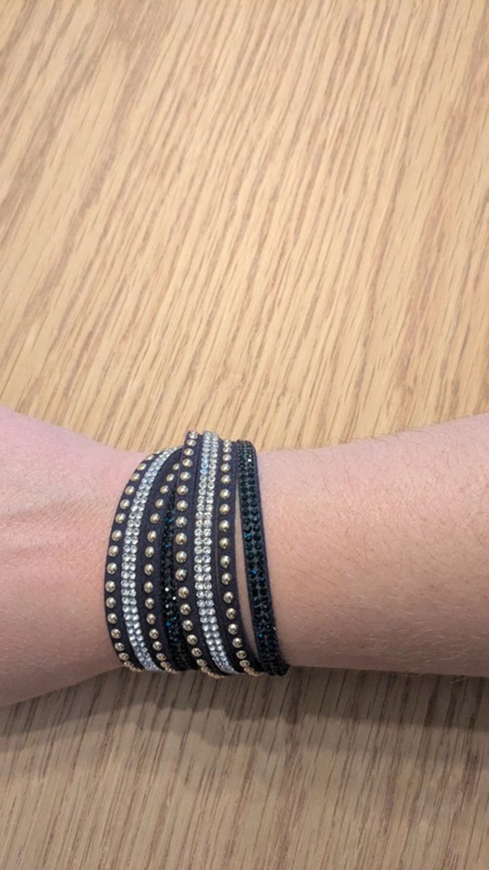 Bracelet tissu et strass marine femme - photo numéro 3