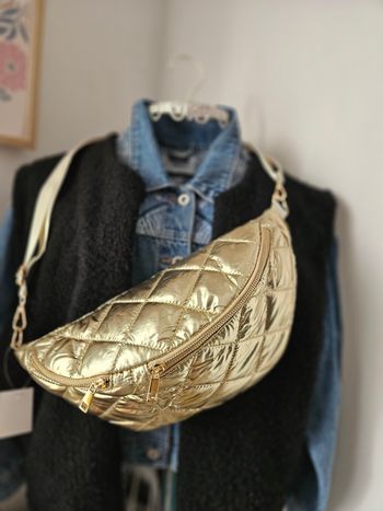 Sac banane doré XXL matelassé hyper grand neuf 