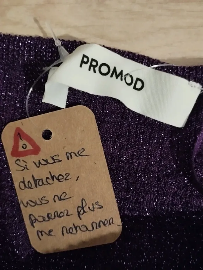 Blouse manches réglables violet à paillettes taille 40 Promod - photo numéro 10