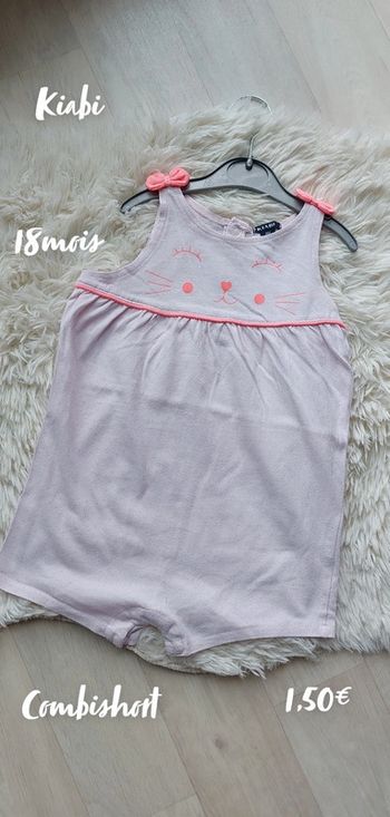 Combishort petit chat 18 mois kiabi