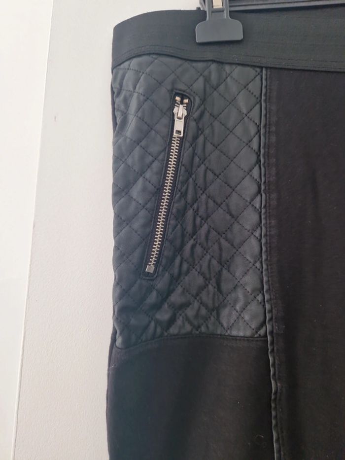 Legging femme taille élastique bi matière noir effet simili cuir TBE taille XL h&m - photo numéro 2