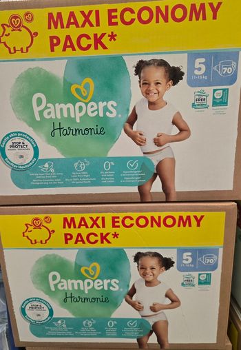 2 cartons couches pampers harmonie taille 5