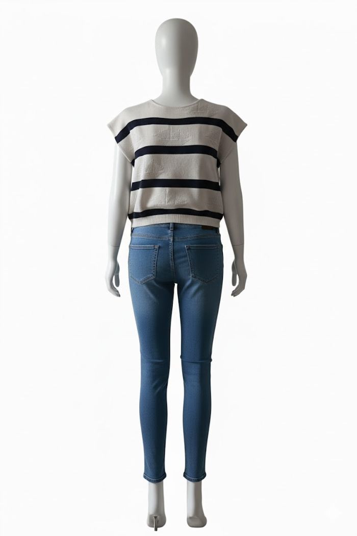 Pull Marinière Chic Sans Manches - photo numéro 3