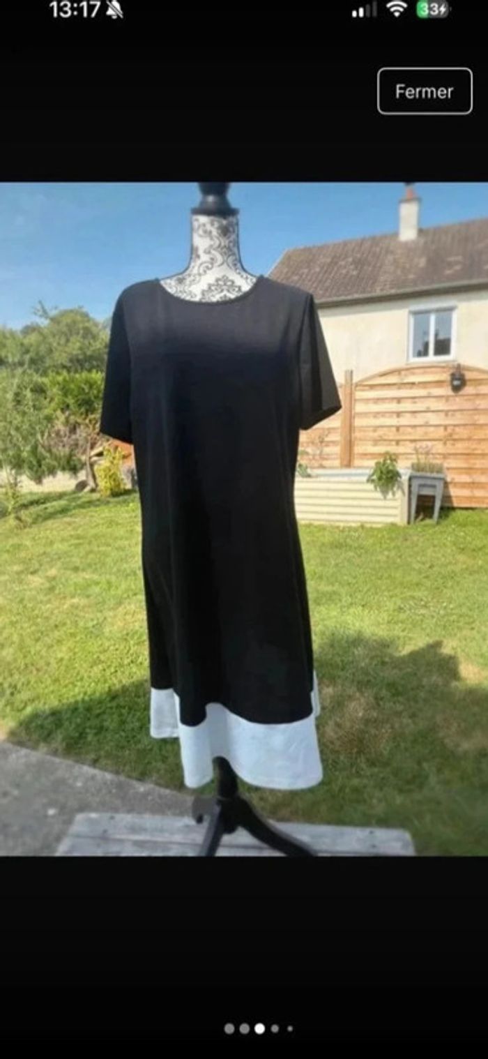 Élégance Bicolore – Robe Tunique Fluide Noir & Blanc - photo numéro 4