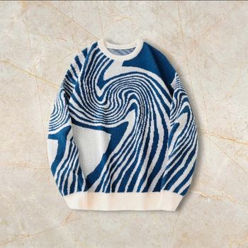 Knit Spiral Sweater Y2K Vintage Oversized 90s Taille M – Crewneck Old School Americain Streetwear