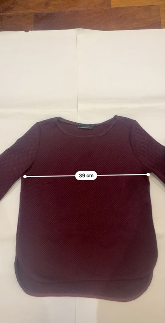 Haut top bordeaux manches larges 3/4 zara vintage taille S/36 - photo numéro 7