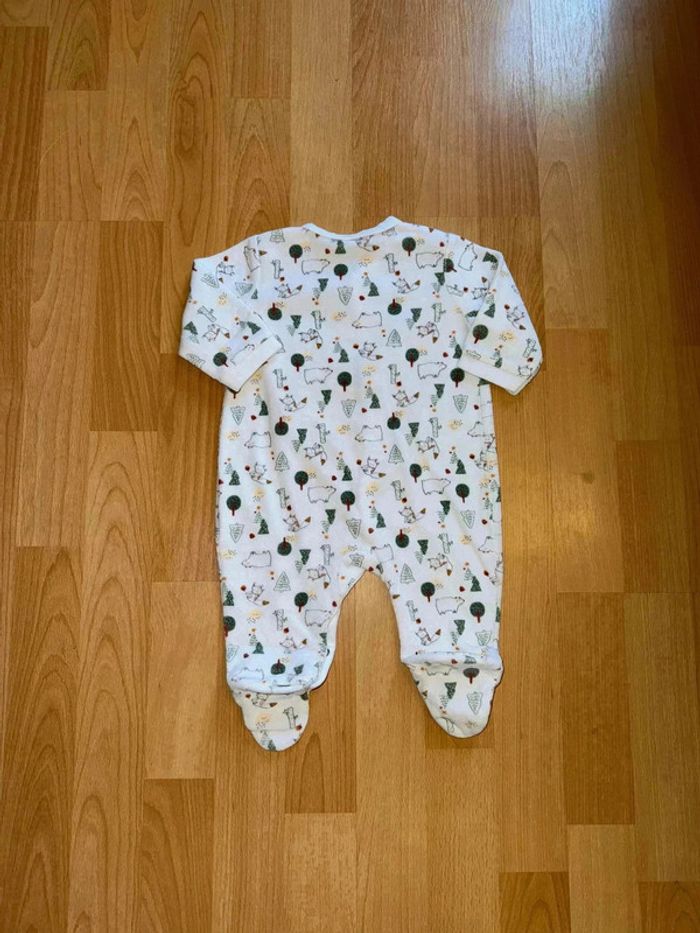 Pyjama bébé U tout Petit - Velours blanc motifs forêt - 3 mois - photo numéro 3
