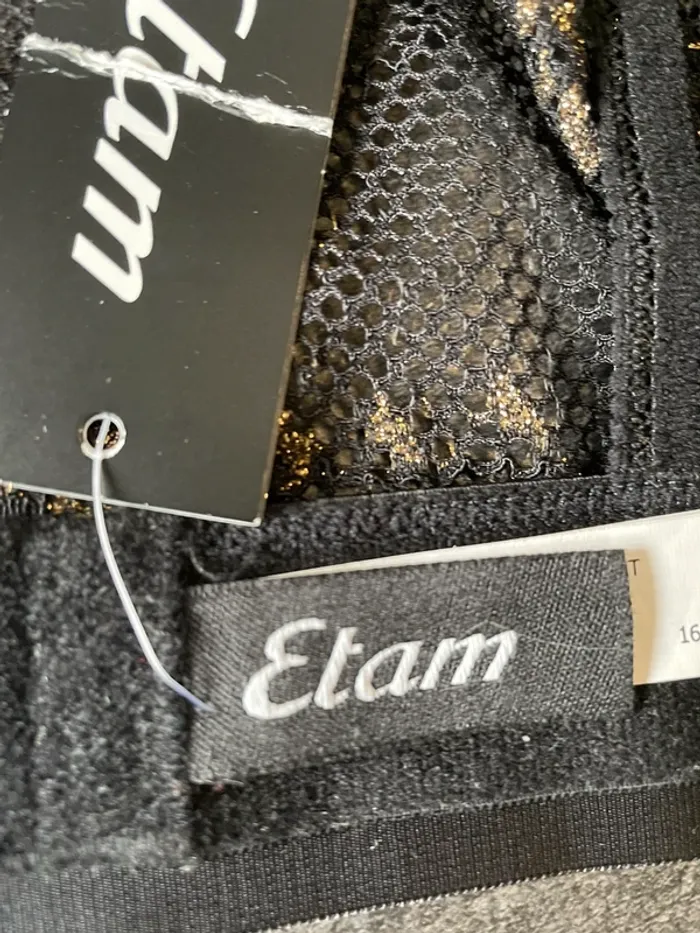 Brassière  - soutien gorge noir et dorée Etam taille S neuve - photo numéro 7
