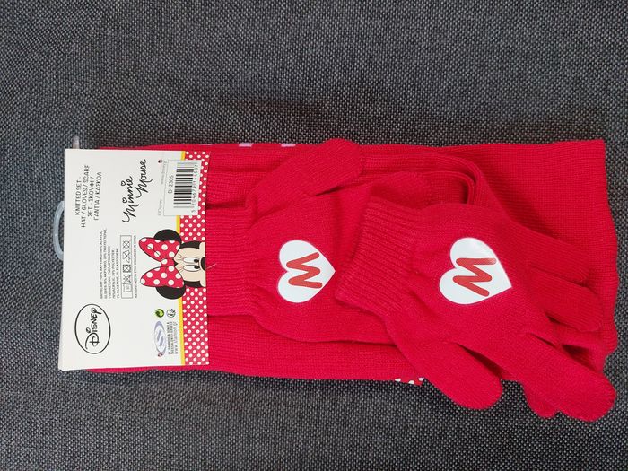 ensemble minnie bonnet gants écharpe rose tu - photo numéro 2