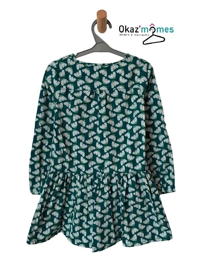 Robe légère à manches longues, verte à motifs - Okaïdi 8 ans (128cm) - photo numéro 3