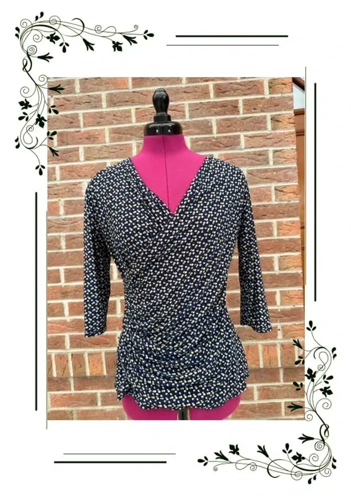 Top blouse pois effet cache cœur taille 38/40