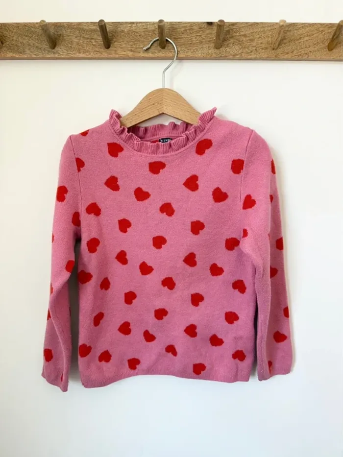 Pull en maille serré motifs cœur Kiabi