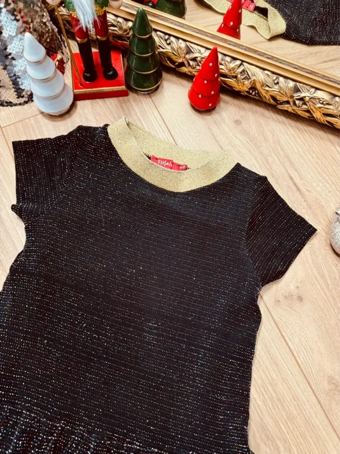 Taille 6 ans robe fête fille Tissaia noire dorée * scintillante * 🎄 - photo numéro 2