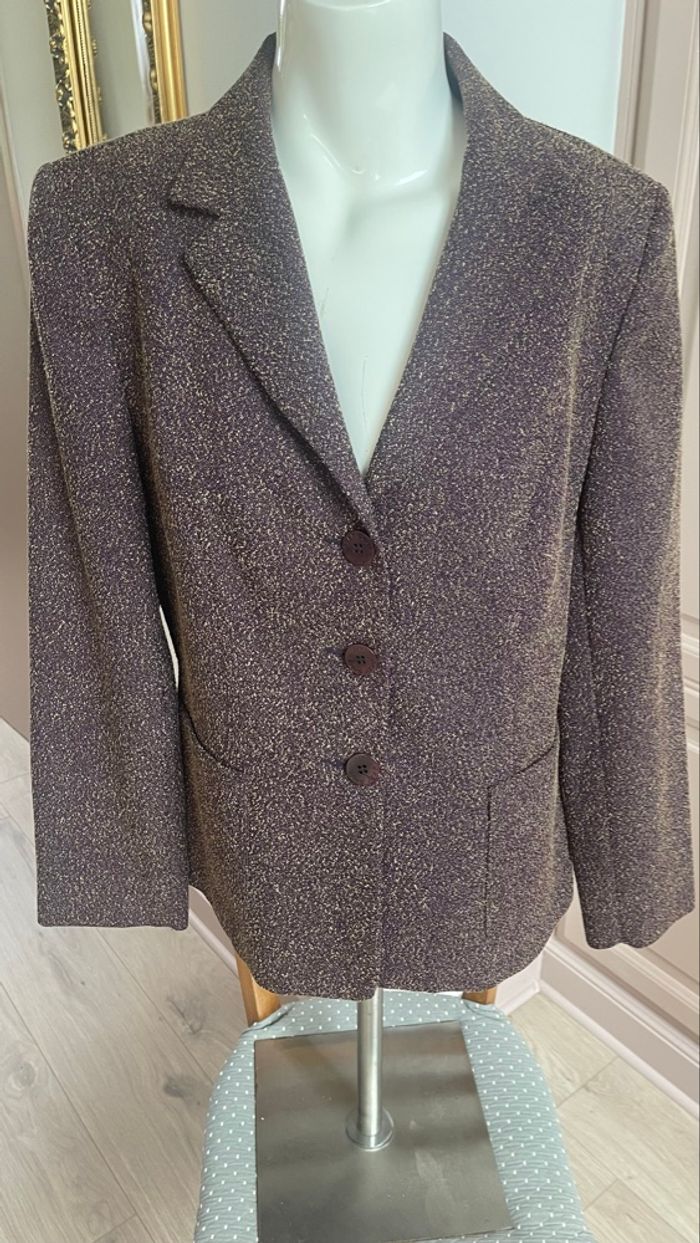Veste courte violette mouchetée beige - photo numéro 7