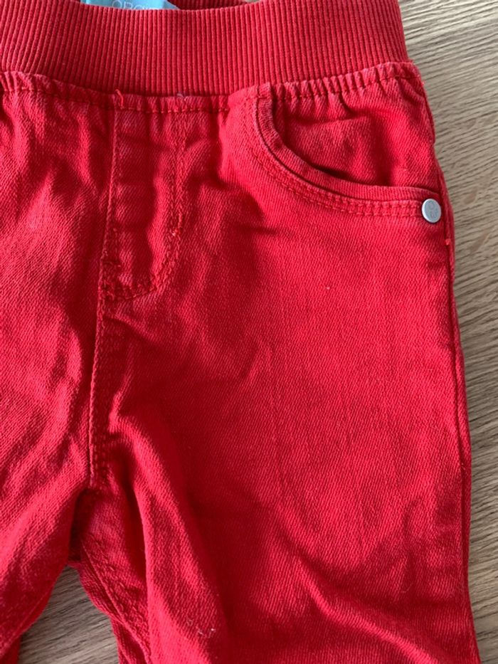 Ensemble fille pentalon rouge et haut bleu - 12mois - obaibi - photo numéro 3