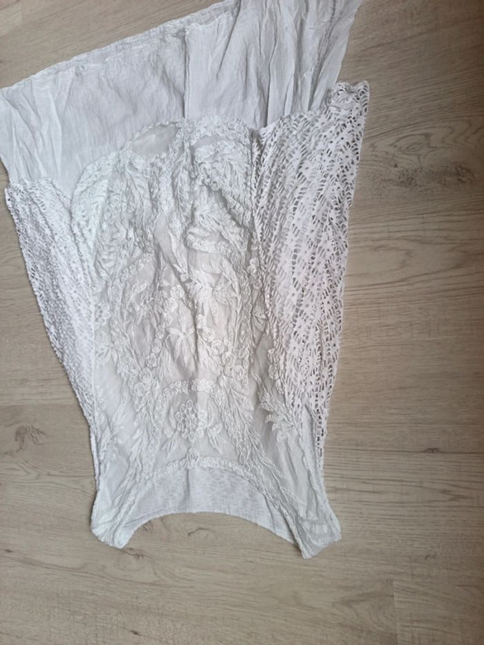Haut débardeur blanc dentelle taille unique avec mesure parfait état - photo numéro 6