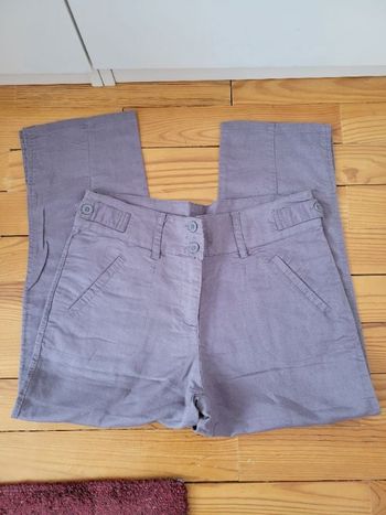 Pantalon en Ramie et Coton couleur gris violacé