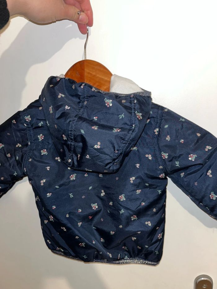 Manteau bleu marine à fleurs orchestra 12 mois 74cm - photo numéro 6