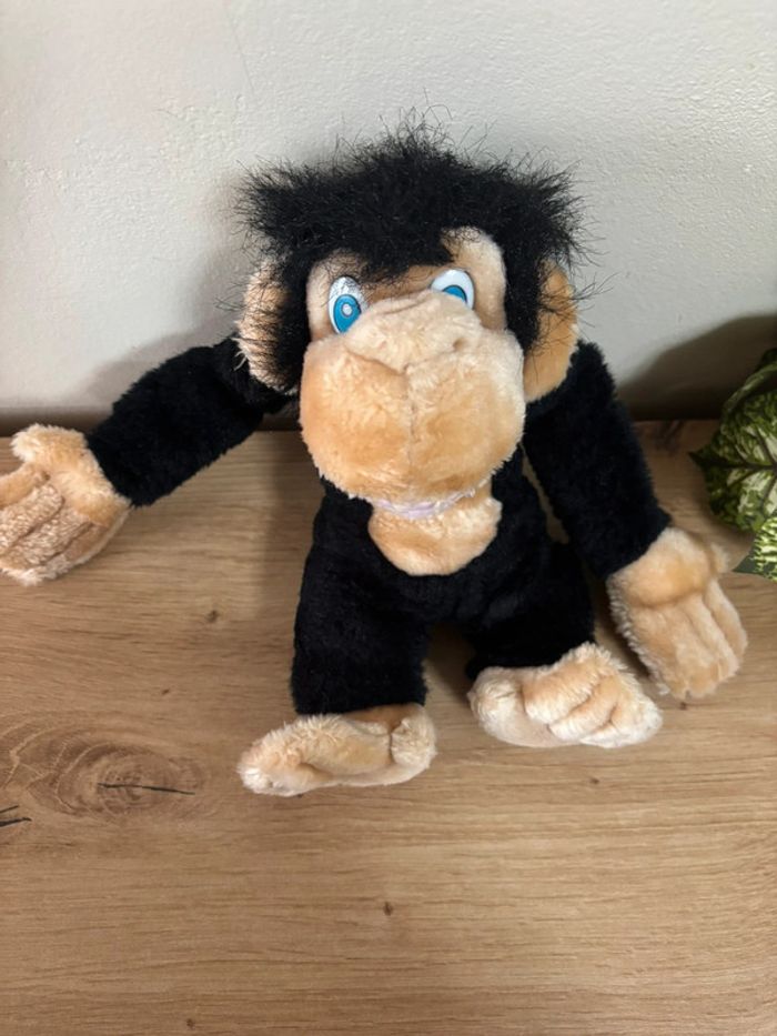 Peluche singe chimpanzé noir beige waikiki vintage - photo numéro 2