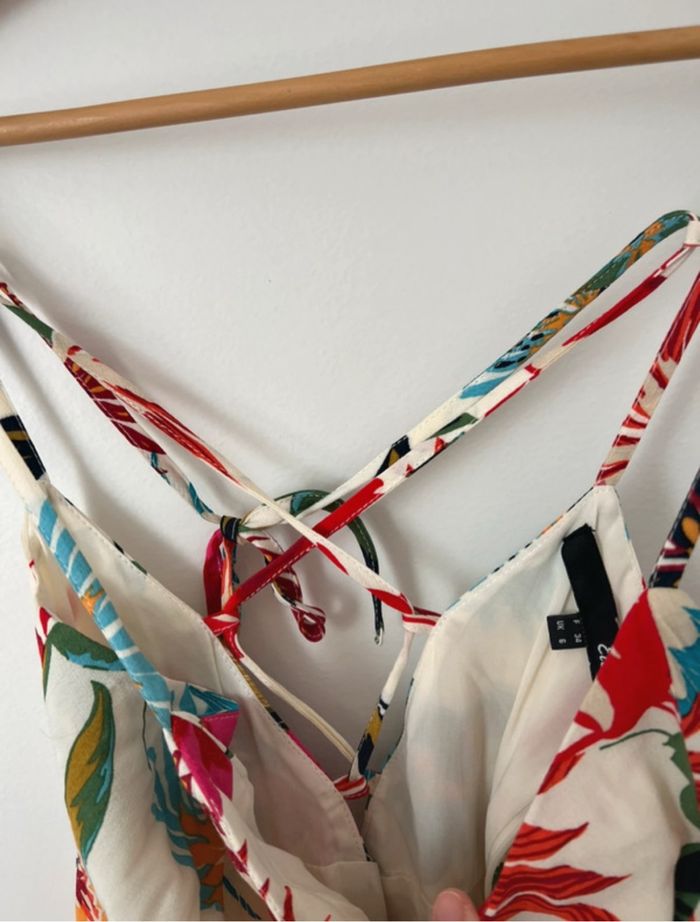 Robe d’été fleurs et oiseaux Etam XS doublée et nouée dans le dos - photo numéro 9