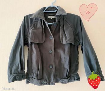 Joli veste paletot gris bleu 36