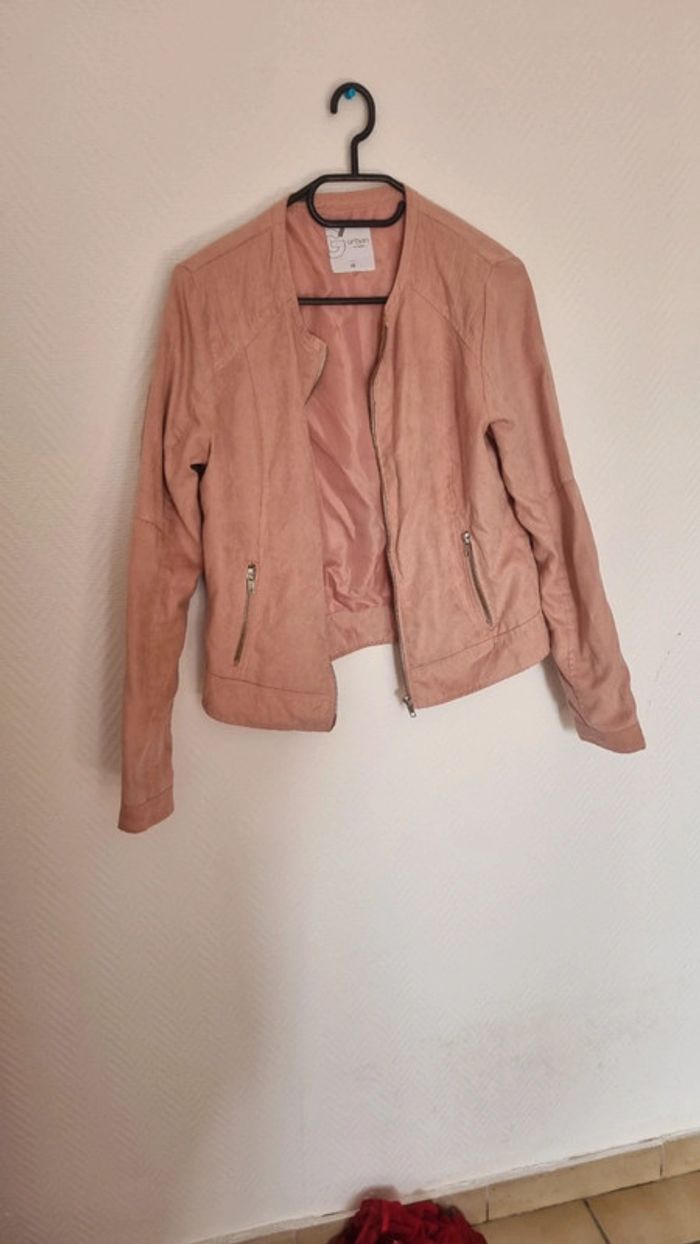 Veste effet daim rose pâle - photo numéro 3