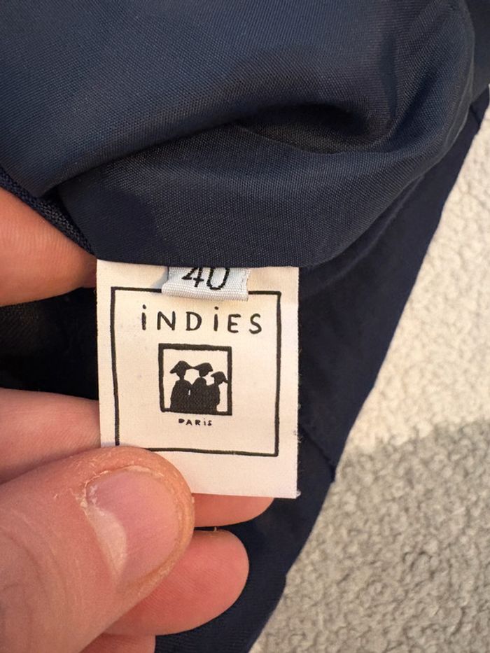 Haut sans manches en lin indies couleur bleu marine Taille 40 - photo numéro 4