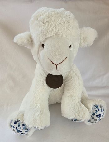 Peluche mouton blanc rond bleu - 30 cm - Le Petit Prince