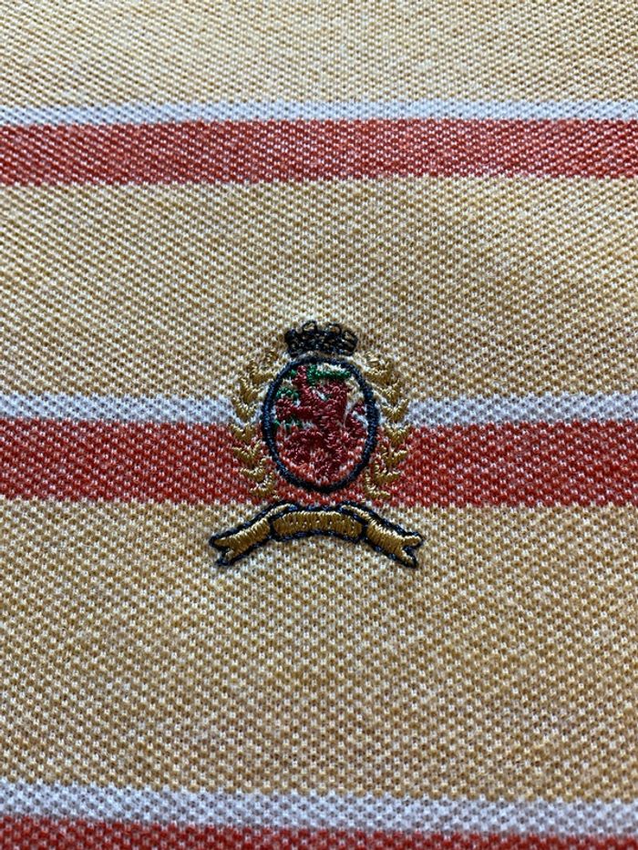 Polo jaune pâle et corail pour homme Tommy Hilfiger taille L 040 - photo numéro 3