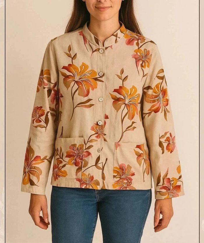 Chemise blouse shirt print flowers Agnès Flo Vintage size M/L