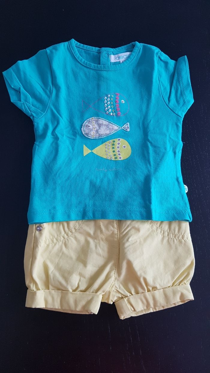 Ensemble short + tee shirt fille 3 mois