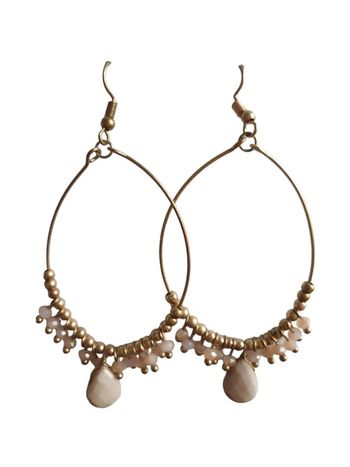 Boucles d'oreilles doree rose perles vintage