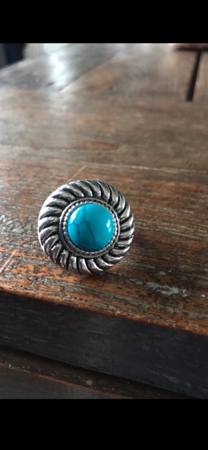 Magnifique bague réglage avec turquoise - photo numéro 9