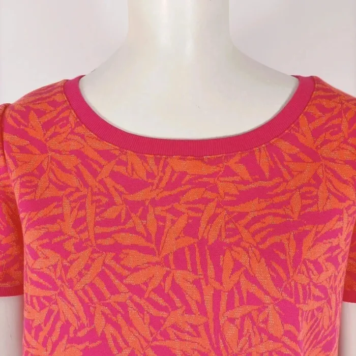 Ensemble Tee-shirt + jupe rose/orange à motif feuillage - Taille M - A309 - photo numéro 8