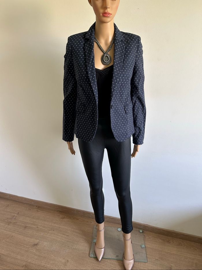 Blazer bleu marine à pois 123 taille française 36 jamais porté - photo numéro 3