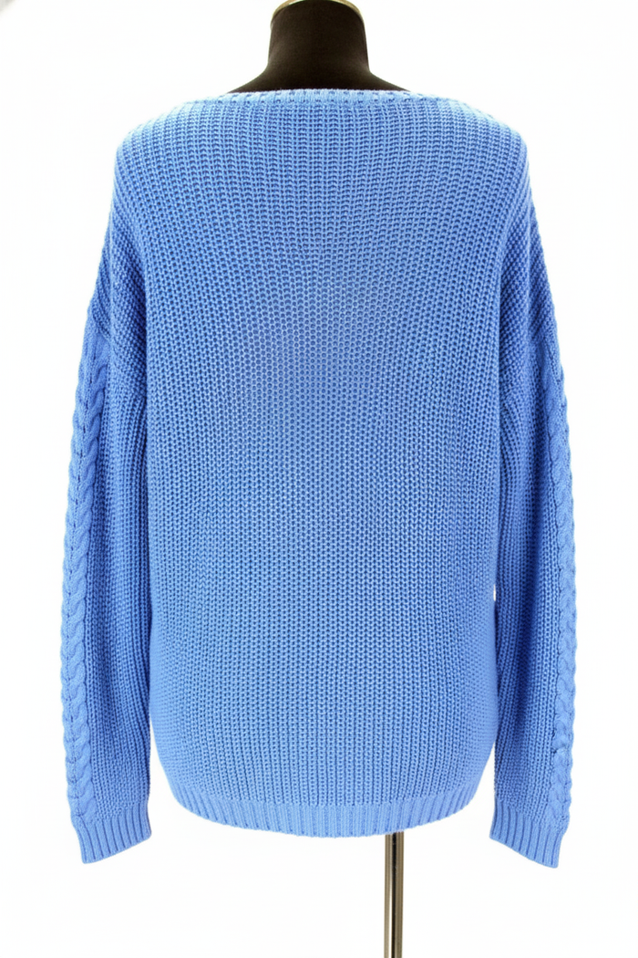 Magnifique Pull en Maille Bleu - Taille S