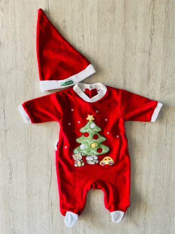 Pyjama et bonnet bébé mixte noël pommette