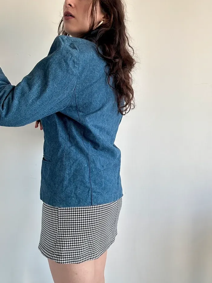 Veste blazer en jean vintage années 80 taille S - photo numéro 4