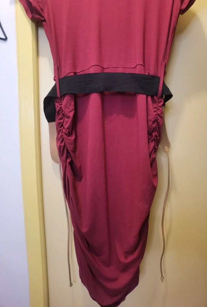 Robe rouge foncé bordeau avec ceinture - photo numéro 7