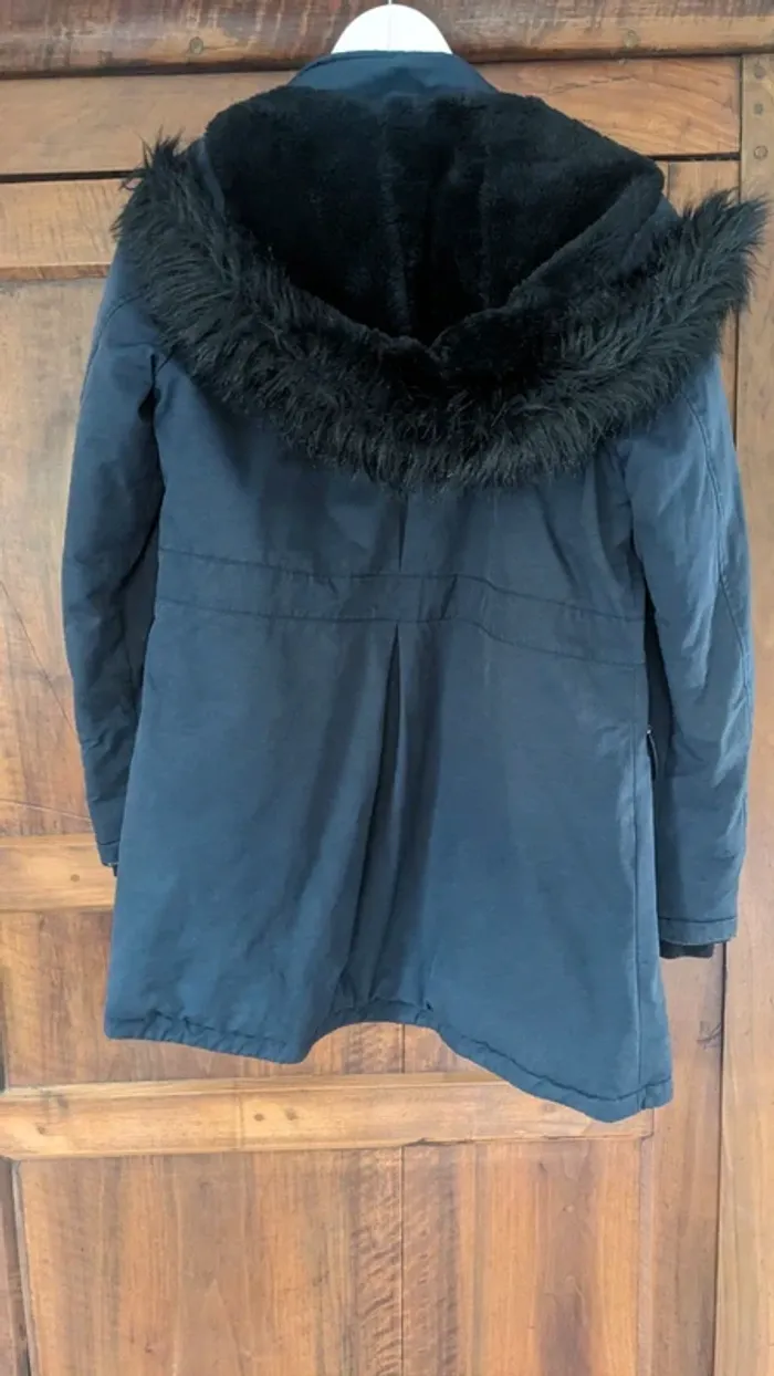 Manteau fourré bleu cache cache - photo numéro 2