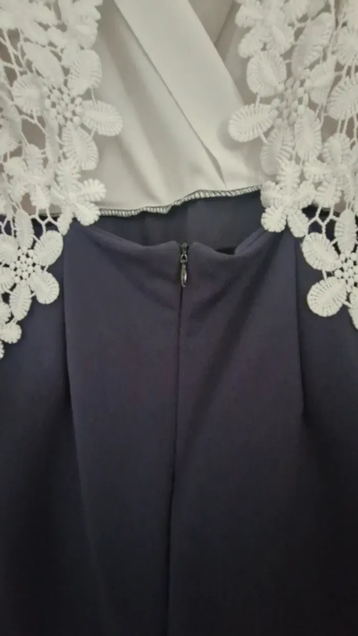 Combi short femme 38 bleu et blanc - photo numéro 3