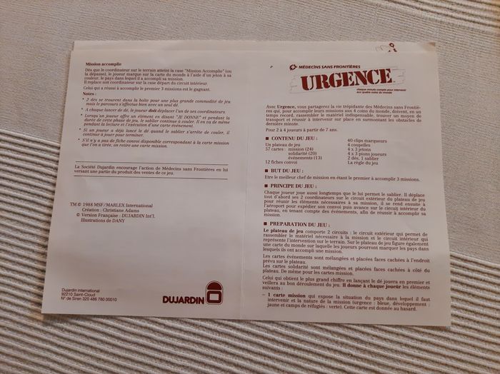 URGENCE – Jeu de société vintage 1988 Dujardin x MSF – Complet - photo numéro 10